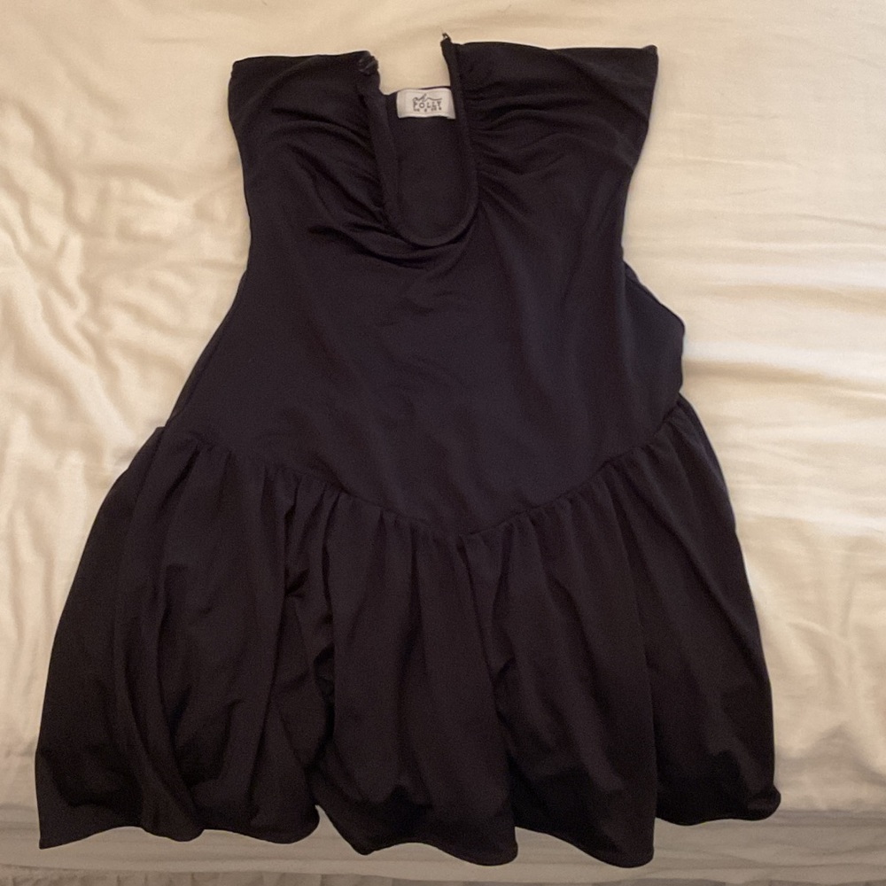 Oh Polly Classic Black Dress bubble plunge